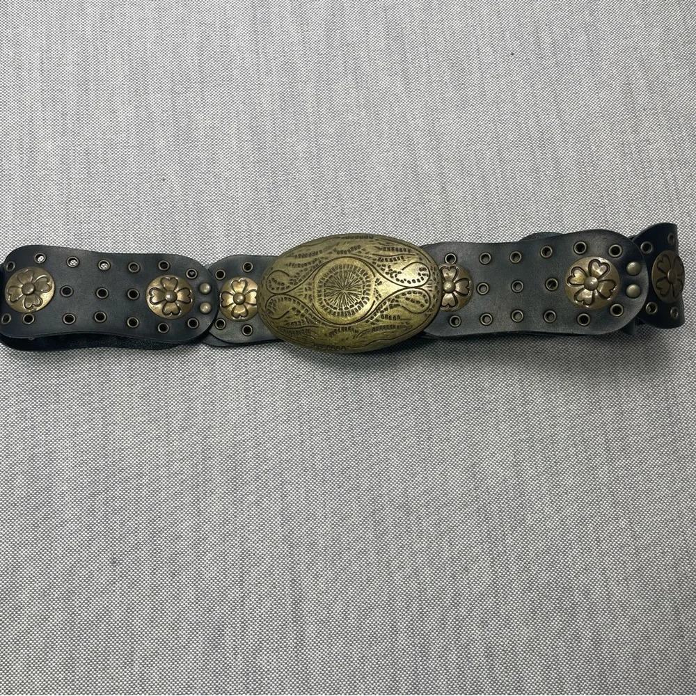 Unbranded Faux Leather Large Buckle Adjustable Belt